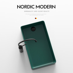 Dark Green Side-Drain Rectangular Ceramic Countertop Basin Balcony Washing Machine Cabinet Left and Right Side Drainage Washbasin Countertop Basin Dark Green Side-Drain Rectangular Ceramic Countertop Basin Balcony Washing Machine Cabinet Left and Right Side Drainage Washbasin Countertop Basin