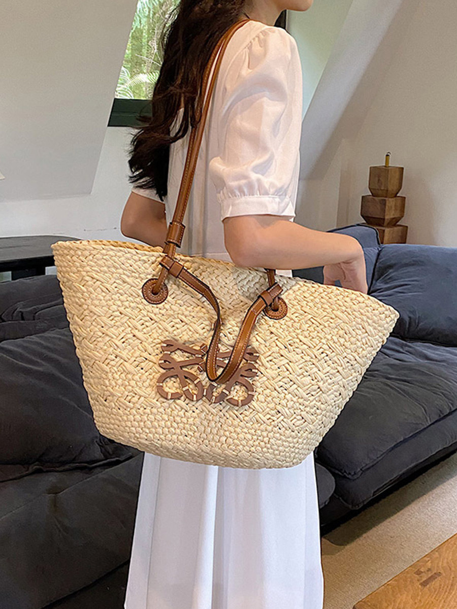 Bolso De Bambú Para Mujer, Bolso De Paja Hecho A Mano, Bolso De