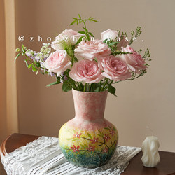 Jingdezhen Hand-Painted Vase, High-End Vintage Ceramic, Pastoral Creative Hydroponic Flower Arrangement, Living Room Decoration, Chinese Style Jingdezhen Hand-Painted Vase, High-End Vintage Ceramic, Pastoral Creative Hydroponic Flower Arrangement, Living Room Decoration, Chinese Style