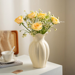 French-Style Creative Ceramic Vase, High-End Cream-Style Ornament, Living Room Flower Arrangement, Roses, Fresh Flowers, Dining Table Decoration Flower Vessel French-Style Creative Ceramic Vase, High-End Cream-Style Ornament, Living Room Flower Arrangement, Roses, Fresh Flowers, Dining Table Decoration Flower Vessel