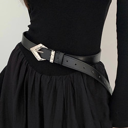 Women's Belt 2025 New Versatile Pin Buckle Stylish Leather Belt for Women, High-End Simple Fashion Black Decorative Belt Women's Belt 2025 New Versatile Pin Buckle Stylish Leather Belt for Women, High-End Simple Fashion Black Decorative Belt