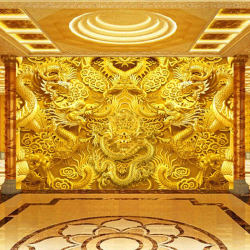 Dragon pattern auspicious clouds and dragon pillar three-dimensional visual wallpaper Dragon pattern auspicious clouds and dragon pillar three-dimensional visual wallpaper