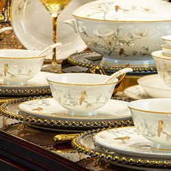 High-End Bowl and Plate Set for Home Use 2025 New Model Jingdezhen Bone China Tableware for Housewarming New Home Chinese-Style Ceramic Bowls and Plates High-End Bowl and Plate Set for Home Use 2025 New Model Jingdezhen Bone China Tableware for Housewarming New Home Chinese-Style Ceramic Bowls and Plates