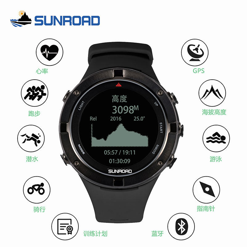 Jam Tangan Lari GPS Sunroad FR934 Detak Jantung, Ketinggian, Kompas