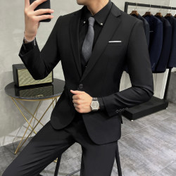 Men's Suit Set, Korean Style, Slim Fit, Business Formal Wear, Groom's Wedding Suit, Groomsmen's Clothing, Jacket, Small Suit Men's Suit Set, Korean Style, Slim Fit, Business Formal Wear, Groom's Wedding Suit, Groomsmen's Clothing, Jacket, Small Suit