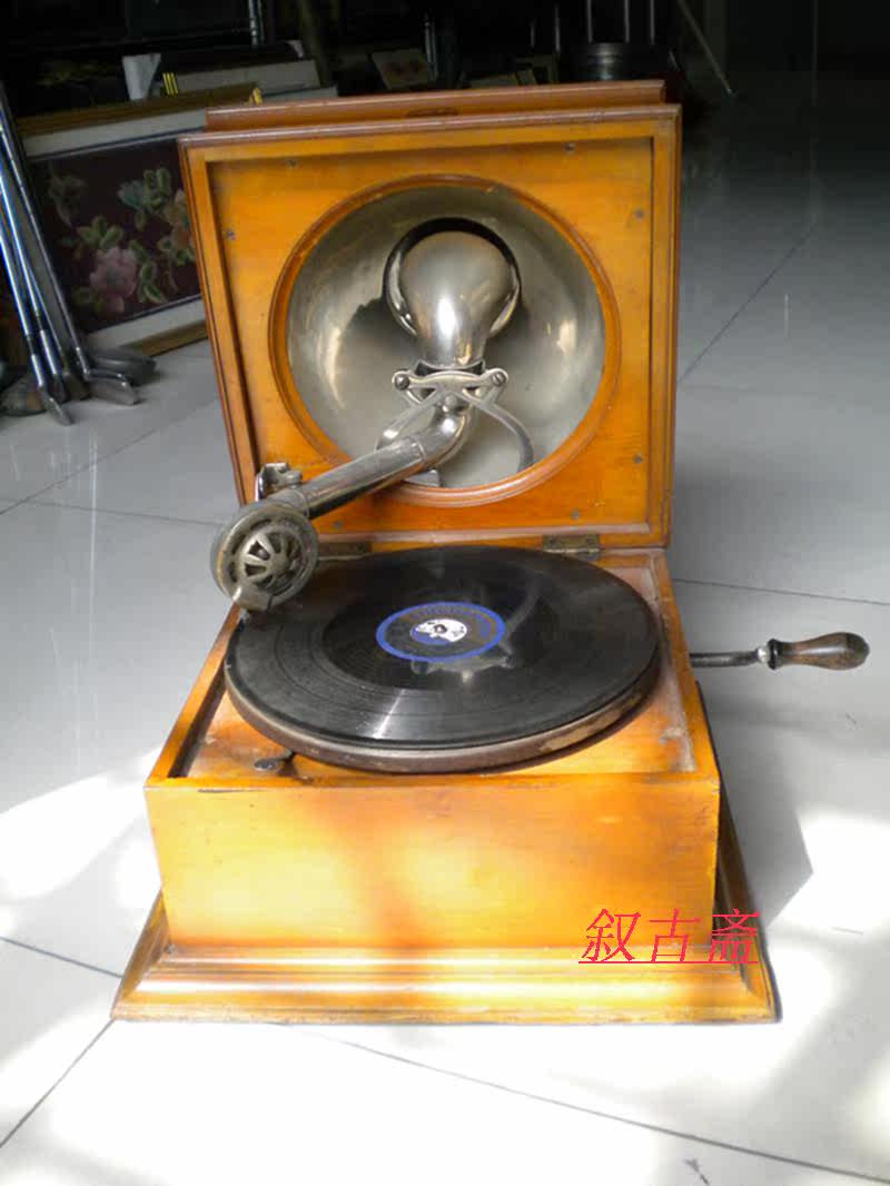 Граммофон 4号 收藏 古董 小号百代留声机 名牌 唱片机 有意者议价