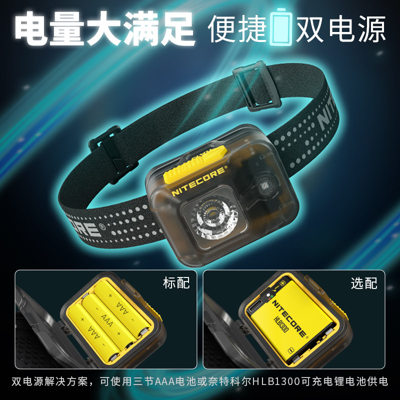 NITECORE NITE COLE 헤드램프 크로스컨트리 러닝 아웃도어 경량 강한 빛 슈퍼 브라이트 등산 웨어러블 헤드램프 HA13-