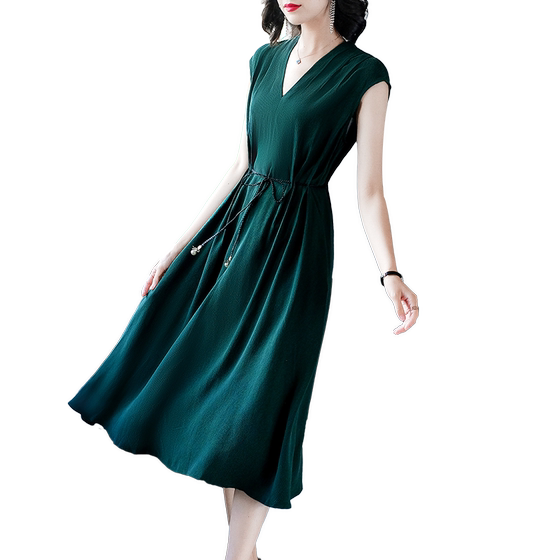 European dress summer 2025 new mother sleeveless age-reducing v-neck A-line mid-length temperament and belly-covering socialite skirt
European dress summer 2025 new mother sleeveless age-reducing v-neck A-line mid-length temperament and belly-covering socialite skirt