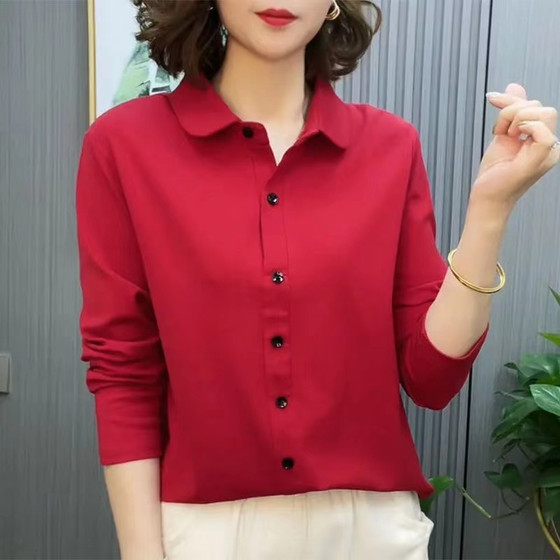 POLO shirt stretch slim cotton T-shirt for women in autumn long-sleeved shirt solid color simple base niche shirt lapel top
POLO shirt stretch slim cotton T-shirt for women in autumn long-sleeved shirt solid color simple base niche shirt lapel top