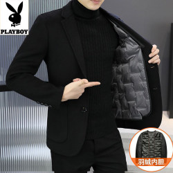Playboy Winter K-style Double-sided Tweed Suit Men Removable Down Liner Wool Woolen Suit Outwear Playboy Winter K-style Double-sided Tweed Suit Men Removable Down Liner Wool Woolen Suit Outwear