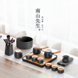 Mr. Nanshan Kung Fu Tea Set for Home Use in the Living Room, Simple Ceramic Dry Tea Tray, Light Luxury Modern Small Gift Set Mr. Nanshan Kung Fu Tea Set for Home Use in the Living Room, Simple Ceramic Dry Tea Tray, Light Luxury Modern Small Gift Set