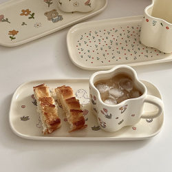 Miss Sugar Korea ins Ceramic Dinner Plate Coffee Cup Tray Cream Style Plate Rectangular Dessert Plate Breakfast Plate Miss Sugar Korea ins Ceramic Dinner Plate Coffee Cup Tray Cream Style Plate Rectangular Dessert Plate Breakfast Plate