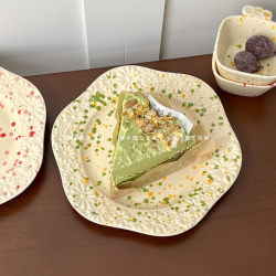 Miss Sugar ins Nordic Style Splash-Ink Plate, Household Underglaze Ceramic Floral Edge Dish, Ink-Dot Dessert Western-Style Plate Miss Sugar ins Nordic Style Splash-Ink Plate, Household Underglaze Ceramic Floral Edge Dish, Ink-Dot Dessert Western-Style Plate