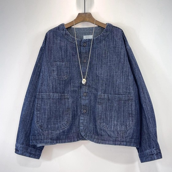 Denim jacket round neck breasted jacket for women 2025 autumn loose large size workwear literary fan wash top
Denim jacket round neck breasted jacket for women 2025 autumn loose large size workwear literary fan wash top