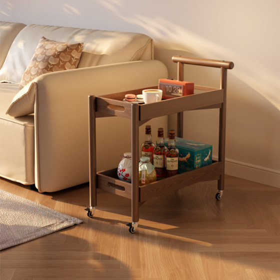 Solid wood trolley side movable coffee table sofa side cabinet living room storage rack dining side tea cabinet bedroom bedside bed Solid wood trolley side movable coffee table sofa side cabinet living room storage rack dining side tea cabinet bedroom bedside bed