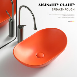 Yuanbao Countertop Matte Orange Home Bathroom Wash Basin Ceramic Wash Basin Single Basin Hotel Basin Green Yuanbao Countertop Matte Orange Home Bathroom Wash Basin Ceramic Wash Basin Single Basin Hotel Basin Green