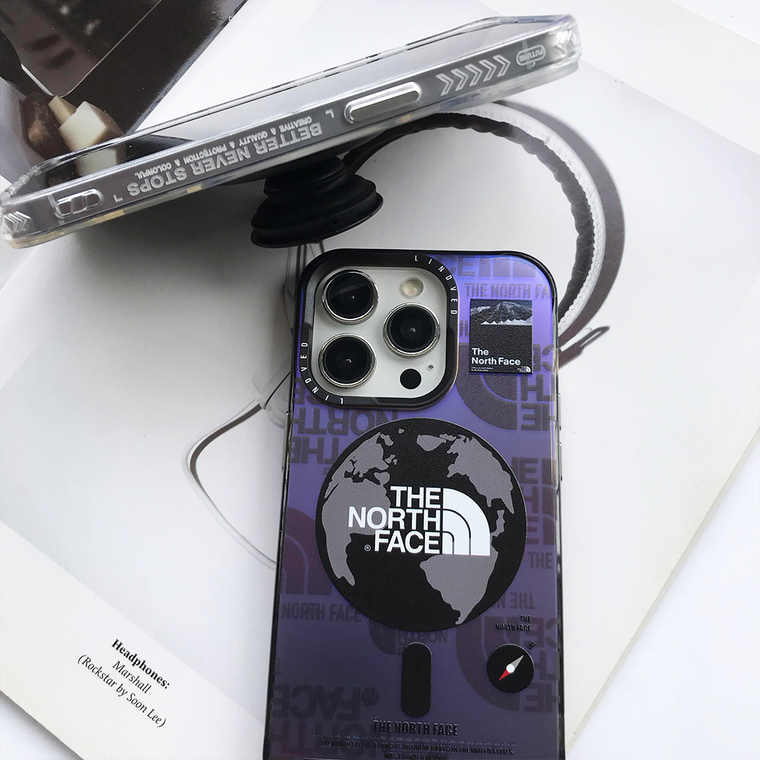 The North Face MagSafe Purple Clear Logo iPhone Case