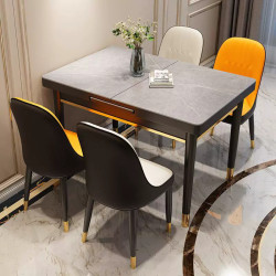 Solid wood rock slab dining table for household small apartment retractable Solid wood rock slab dining table for household small apartment retractable
