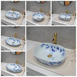 New Chinese Style Countertop Basin Retro Balcony Wash Basin Simple Bathroom Home Antique Wash Basin Basin for B&B New Chinese Style Countertop Basin Retro Balcony Wash Basin Simple Bathroom Home Antique Wash Basin Basin for B&B