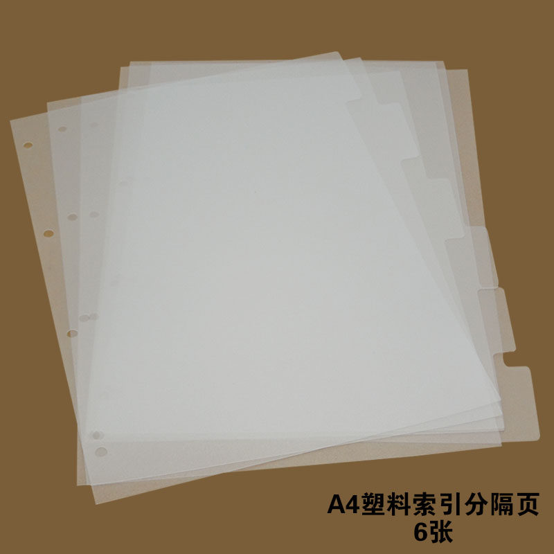 A4 투명 페이징 용지 루스리프 노트 6개 플라스틱 색인 분배기 4개 구멍 PVC 파티션 2개 구멍 3개 구멍 맞춤 설정 가능 -