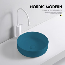 Ceramic Dark Blue Countertop Basin Round Art Basin Small Household Washbasin Hotel Washbasin Ceramic Dark Blue Countertop Basin Round Art Basin Small Household Washbasin Hotel Washbasin