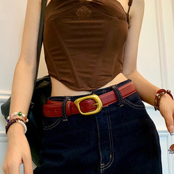 Red Belt for Women Y2K High-End Casual Versatile Trendy Belt for Jeans and Skirts Decorative American Retro Belt Red Belt for Women Y2K High-End Casual Versatile Trendy Belt for Jeans and Skirts Decorative American Retro Belt