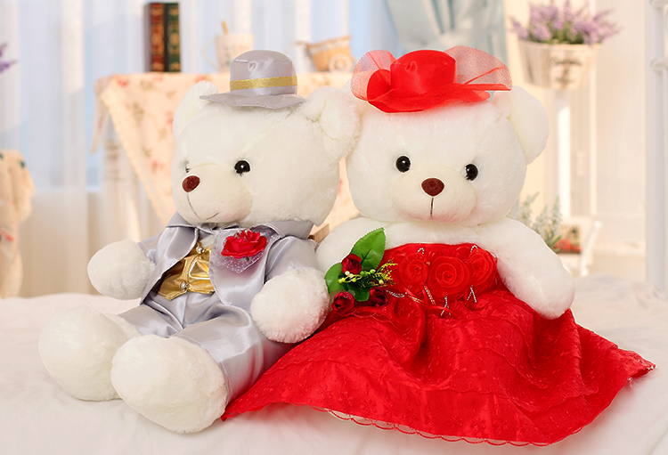 毛绒玩具情侣婚纱熊大号泰迪熊公仔婚庆新婚压床娃娃一对结婚礼物