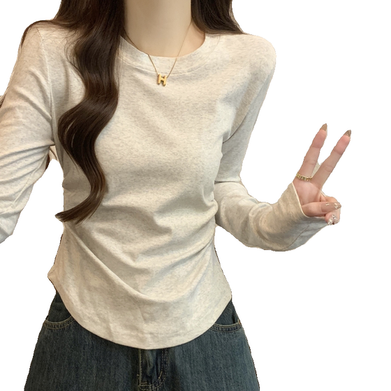 Spring, autumn and winter thin slim waist T -shirts women's long -sleeved short short short small, small round neck with bottom shirt shirt Spring, autumn and winter thin slim waist T -shirts women's long -sleeved short short short small, small round neck with bottom shirt shirt