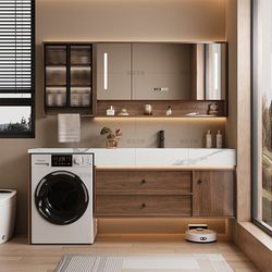 Washing Machine Integrated Cabinet Bathroom Wash Basin Cabinet Combination Balcony Smart Bathroom Cabinet Antique Style Washing Machine Integrated Cabinet Bathroom Wash Basin Cabinet Combination Balcony Smart Bathroom Cabinet Antique Style