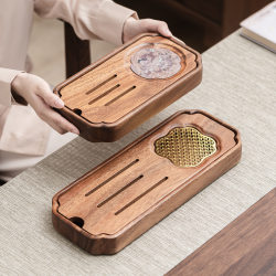 Walnut water storage tea tray new household monolithic kung fu tea set light luxury dry solid wood modern tea making table tea tray Walnut water storage tea tray new household monolithic kung fu tea set light luxury dry solid wood modern tea making table tea tray