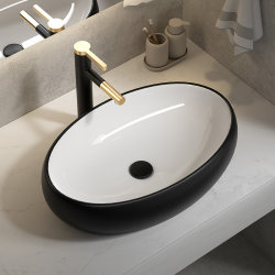 Scandinavian Simple Matte Black and White Ceramic Countertop Basin Wash Basin Oval Wash Basin Balcony Basin Single Plate Pool Scandinavian Simple Matte Black and White Ceramic Countertop Basin Wash Basin Oval Wash Basin Balcony Basin Single Plate Pool