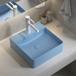 Ceramic Countertop Basin in Fresh Matte Blue, Wash Basin for Balcony, Face Washing Basin, Bathroom Basin, Sink Box Ceramic Countertop Basin in Fresh Matte Blue, Wash Basin for Balcony, Face Washing Basin, Bathroom Basin, Sink Box