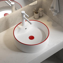 Ceramic Countertop Basin, Stylish Red Washbasin, Balcony, Supermarket, Public Restroom, Washbasin, Household Sink Ceramic Countertop Basin, Stylish Red Washbasin, Balcony, Supermarket, Public Restroom, Washbasin, Household Sink