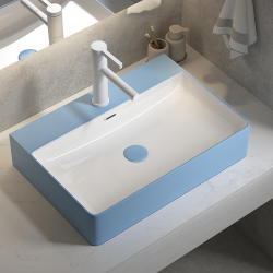 High-End Nordic Ceramic Countertop Basin, Blue and White Washbasin, Balcony Washbasin, Rectangular Basin, Single Sink High-End Nordic Ceramic Countertop Basin, Blue and White Washbasin, Balcony Washbasin, Rectangular Basin, Single Sink
