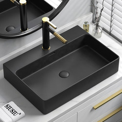Scandinavian Accessible Luxury Countertop Basin Matte Frosted Black Wash Basin Single Basin Ceramic Art Bathroom Wash Basin Tray Scandinavian Accessible Luxury Countertop Basin Matte Frosted Black Wash Basin Single Basin Ceramic Art Bathroom Wash Basin Tray