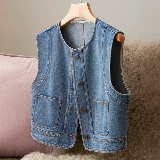 Fashionable denim vest women's new versatile design niche 2025 summer outside casual high-end vest horse clip
Fashionable denim vest women's new versatile design niche 2025 summer outside casual high-end vest horse clip