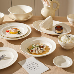 Sheli Cream Style Plate Household Dish Plate 2025 New High-End Ceramic Tableware Dinner Plate Bowl Western Food Plate Sheli Cream Style Plate Household Dish Plate 2025 New High-End Ceramic Tableware Dinner Plate Bowl Western Food Plate