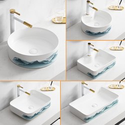 Chinese Basin Oval Wash Basin Basin Home Bathroom Wash Basin Ceramic Square Countertop Art Basin Light Luxury Chinese Basin Oval Wash Basin Basin Home Bathroom Wash Basin Ceramic Square Countertop Art Basin Light Luxury