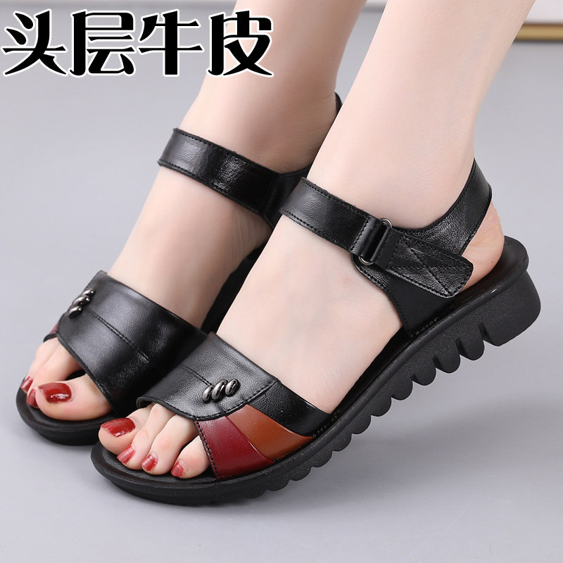 Sandalias de cuero para mujer Yuhuang Planas cómodas para el verano