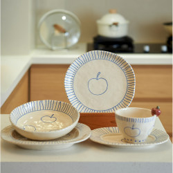 Siyue Tableware Set Ceramic Apple Bowl and Plate for Home Use 2025 New Model High-Value Housewarming Birthday Gift Siyue Tableware Set Ceramic Apple Bowl and Plate for Home Use 2025 New Model High-Value Housewarming Birthday Gift