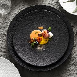 Ceramic Tableware Steak Plate Home Dish Plate Restaurant Light Luxury Black Plate High-End Flat Plate Western Food Plate Ceramic Tableware Steak Plate Home Dish Plate Restaurant Light Luxury Black Plate High-End Flat Plate Western Food Plate