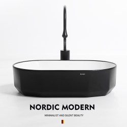 Nordic High-End Matte Black Countertop Ceramic Washbasin Artistic Wash Basin Bathroom Balcony Washstand Nordic High-End Matte Black Countertop Ceramic Washbasin Artistic Wash Basin Bathroom Balcony Washstand