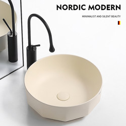 Cream Style Countertop Ceramic Washbasin Small Apartment Balcony Matte Art Washbasin Home Single Basin Washbasin Cream Style Countertop Ceramic Washbasin Small Apartment Balcony Matte Art Washbasin Home Single Basin Washbasin