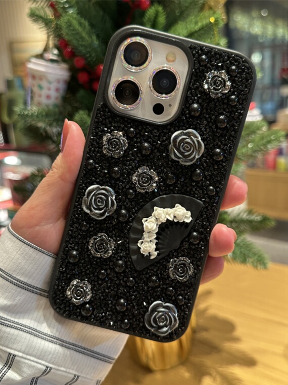 Rhinestone Diamond Bling Flowers Luxury Girls 15, 14, 13, 12 iPhone Case