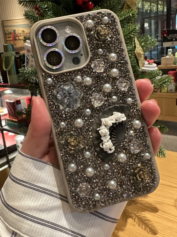Rhinestone Diamond Bling Flowers Luxury Girls 15, 14, 13, 12 iPhone Case