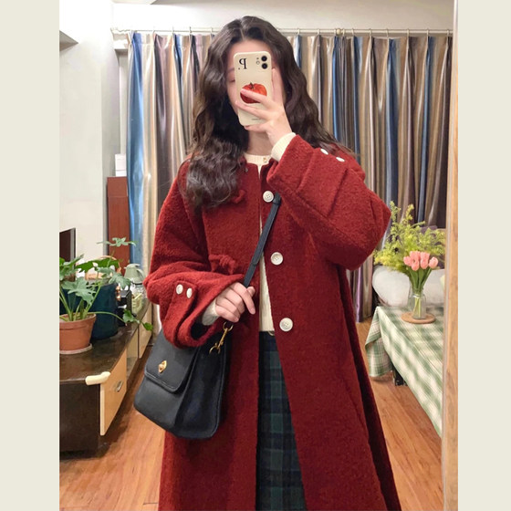New Year Christmas red wool coat for women in autumn and winter new wool mid-length small wool coat
New Year Christmas red wool coat for women in autumn and winter new wool mid-length small wool coat