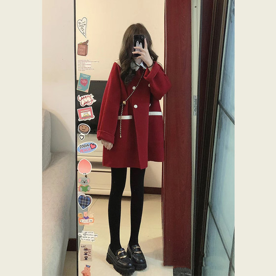 Little fragrance Christmas New Year Battle Robe Autumn and Winter Red Small Wool Coat Wool Coat Women's Mid-length Style
Little fragrance Christmas New Year Battle Robe Autumn and Winter Red Small Wool Coat Wool Coat Women's Mid-length Style