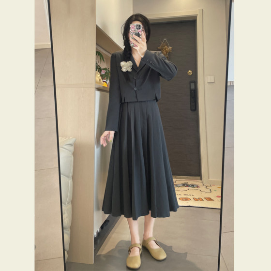 College style retro small suit skirt suit women's spring and autumn Korean version age-reducing high waist pleated long skirt two-piece set
College style retro small suit skirt suit women's spring and autumn Korean version age-reducing high waist pleated long skirt two-piece set