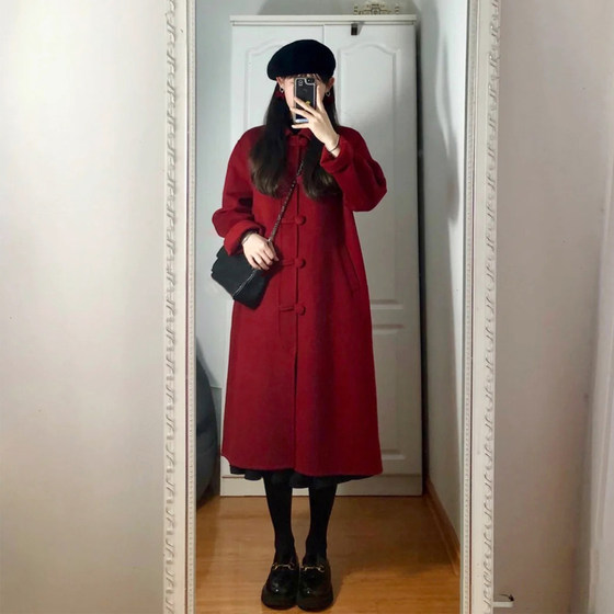 High-end red tweed coat 2023 autumn and winter Korean Hepburn style small tweed coat for women mid-length
High-end red tweed coat 2023 autumn and winter Korean Hepburn style small tweed coat for women mid-length