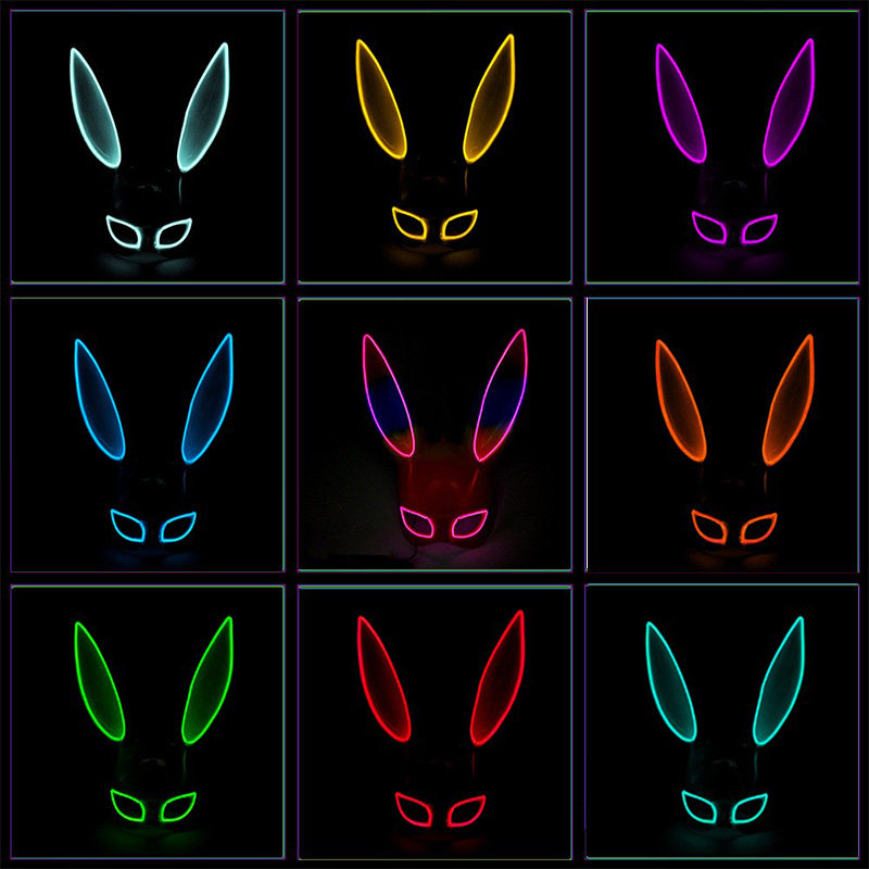 Yuehui バニーマスク - LED 発光 ハーフフェイス ウサギ マスカレード
